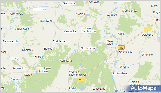 mapa Niechmirów, Niechmirów na mapie Targeo