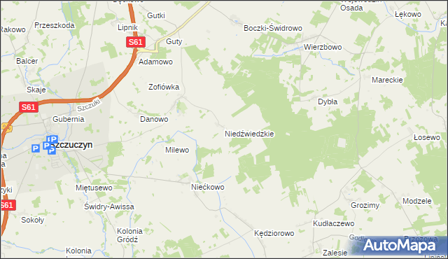 mapa Niedźwiedzkie gmina Szczuczyn, Niedźwiedzkie gmina Szczuczyn na mapie Targeo