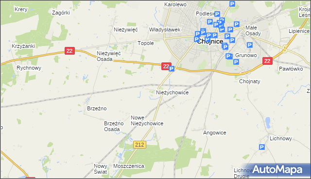 mapa Nieżychowice, Nieżychowice na mapie Targeo