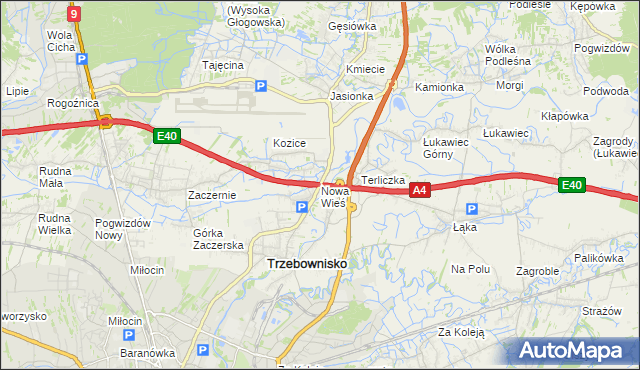 mapa Nowa Wieś gmina Trzebownisko, Nowa Wieś gmina Trzebownisko na mapie Targeo