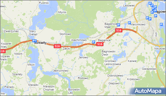 mapa Nowe Bagienice, Nowe Bagienice na mapie Targeo