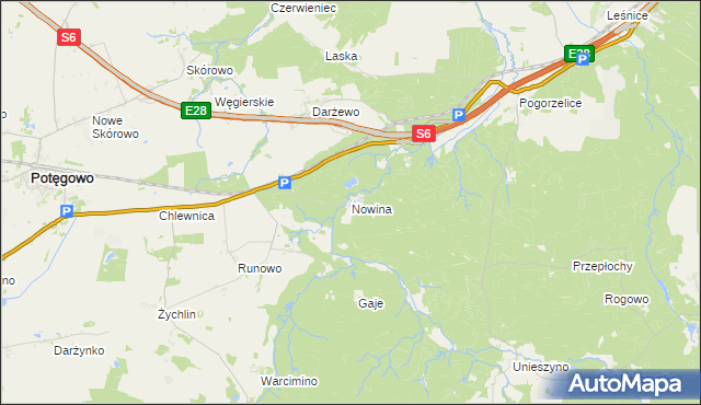 mapa Nowina gmina Potęgowo, Nowina gmina Potęgowo na mapie Targeo