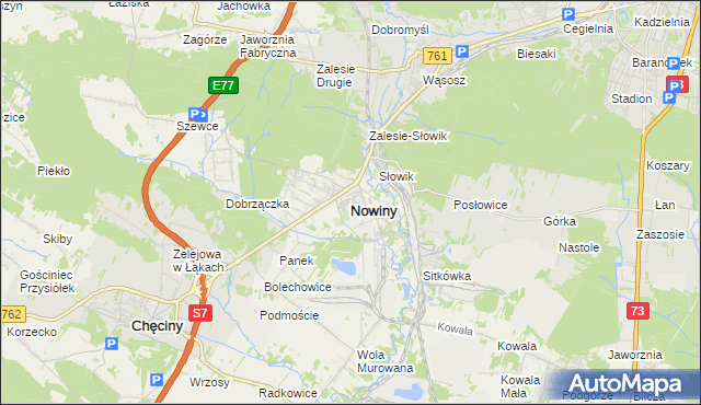 mapa Nowiny gmina Sitkówka-Nowiny, Nowiny gmina Sitkówka-Nowiny na mapie Targeo