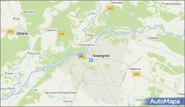 mapa Nowogród powiat łomżyński, Nowogród powiat łomżyński na mapie Targeo