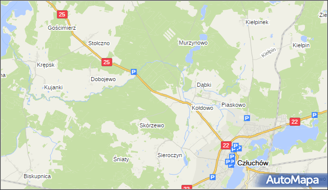 mapa Nowosiółki gmina Człuchów, Nowosiółki gmina Człuchów na mapie Targeo