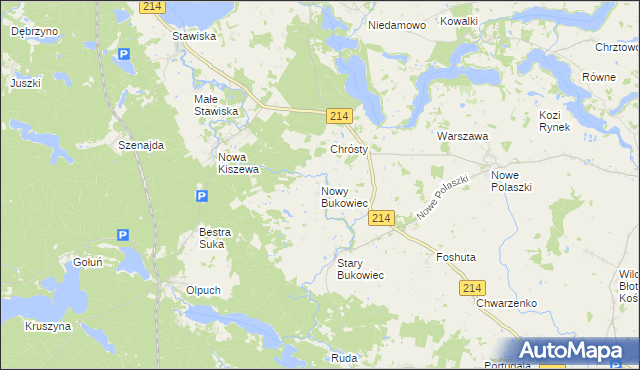 mapa Nowy Bukowiec gmina Stara Kiszewa, Nowy Bukowiec gmina Stara Kiszewa na mapie Targeo