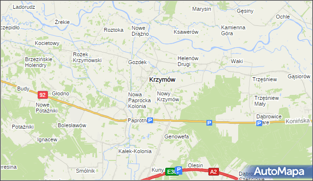 mapa Nowy Krzymów, Nowy Krzymów na mapie Targeo