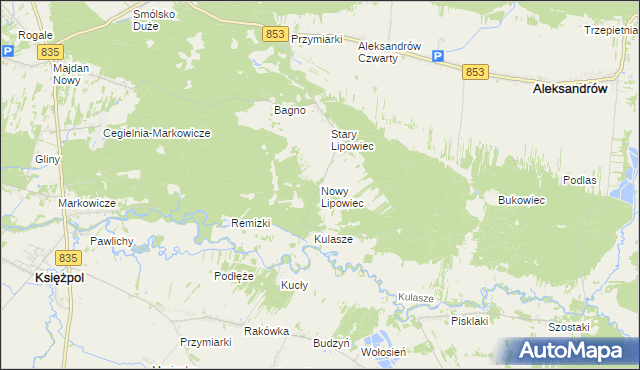 mapa Nowy Lipowiec, Nowy Lipowiec na mapie Targeo