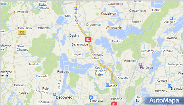 mapa Ochaby Małe, Ochaby Małe na mapie Targeo