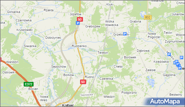 mapa Oleksin gmina Kołbiel, Oleksin gmina Kołbiel na mapie Targeo