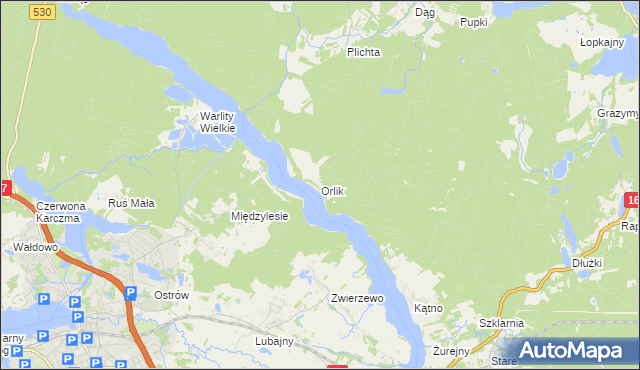 mapa Orlik gmina Łukta, Orlik gmina Łukta na mapie Targeo