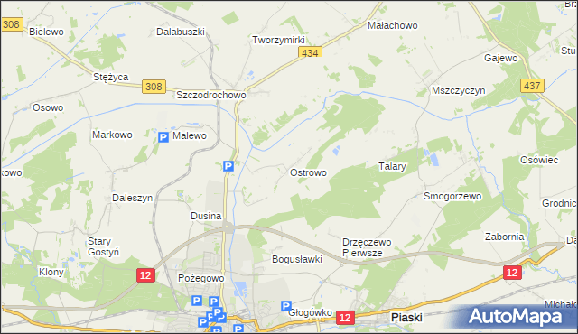 mapa Ostrowo gmina Gostyń, Ostrowo gmina Gostyń na mapie Targeo