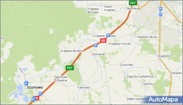 mapa Ostrożne, Ostrożne na mapie Targeo