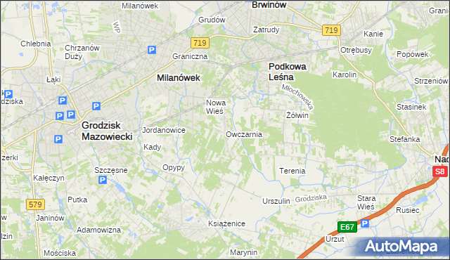 mapa Owczarnia gmina Brwinów, Owczarnia gmina Brwinów na mapie Targeo