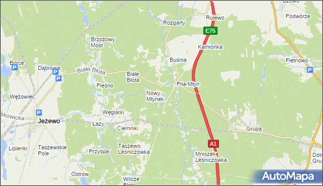 mapa Papiernia gmina Jeżewo, Papiernia gmina Jeżewo na mapie Targeo