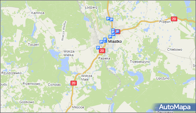 mapa Pasieka gmina Miastko, Pasieka gmina Miastko na mapie Targeo