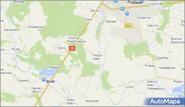 mapa Paszki Małe, Paszki Małe na mapie Targeo