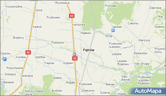 mapa Pątnów powiat wieluński, Pątnów powiat wieluński na mapie Targeo