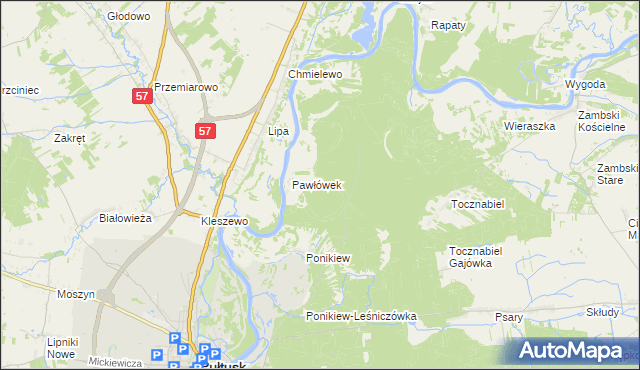 mapa Pawłówek-Gajówka, Pawłówek-Gajówka na mapie Targeo