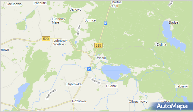mapa Piaski gmina Susz, Piaski gmina Susz na mapie Targeo