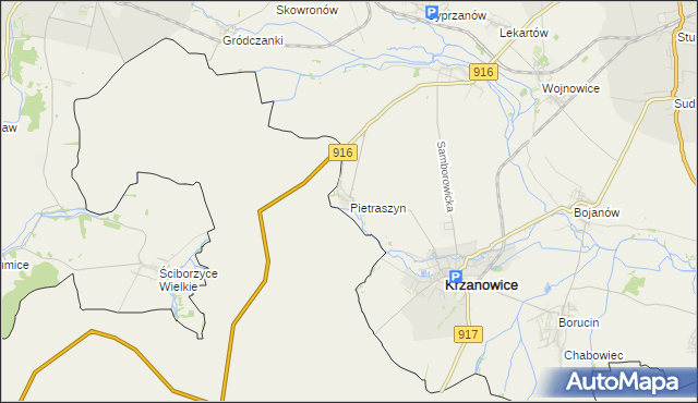 mapa Pietraszyn, Pietraszyn na mapie Targeo