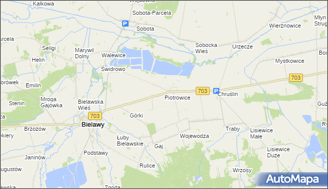 mapa Piotrowice gmina Bielawy, Piotrowice gmina Bielawy na mapie Targeo