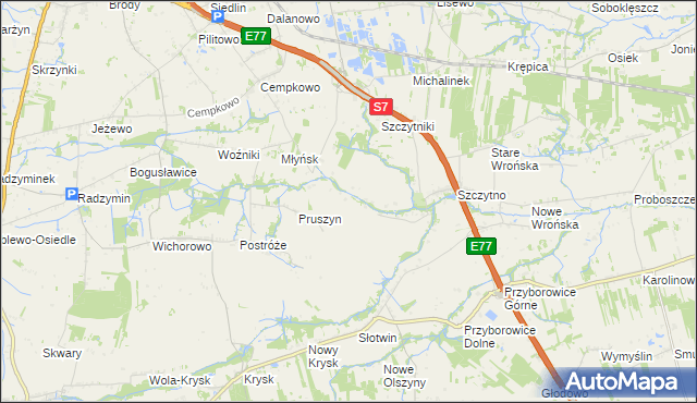 mapa Poczernin gmina Płońsk, Poczernin gmina Płońsk na mapie Targeo