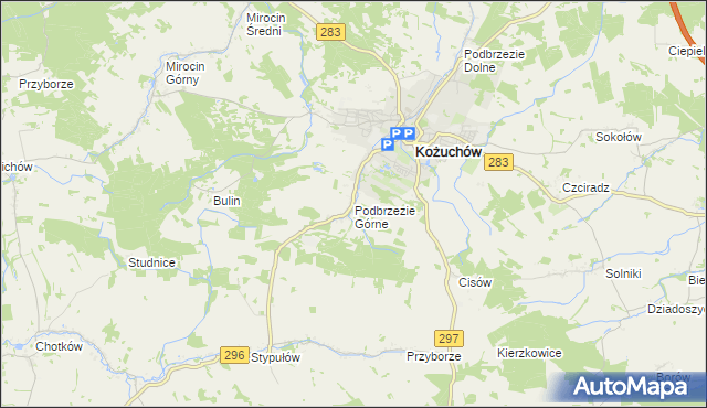 mapa Podbrzezie Górne, Podbrzezie Górne na mapie Targeo