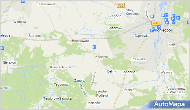 mapa Podlesie gmina Lelów, Podlesie gmina Lelów na mapie Targeo