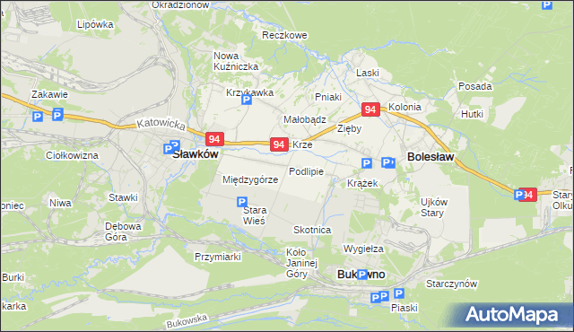 mapa Podlipie gmina Bolesław, Podlipie gmina Bolesław na mapie Targeo