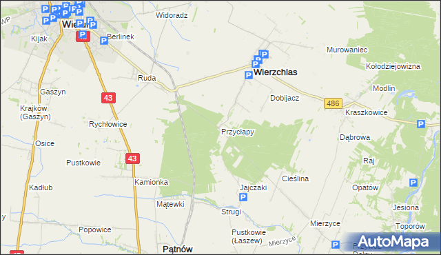 mapa Przycłapy, Przycłapy na mapie Targeo