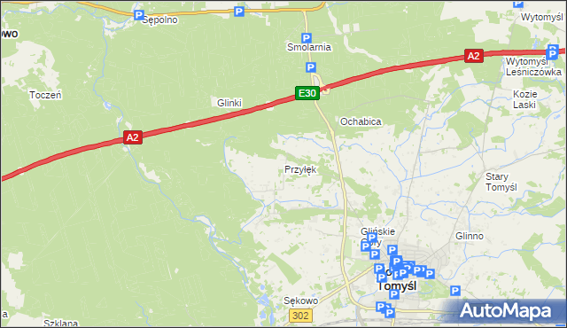 mapa Przyłęk gmina Nowy Tomyśl, Przyłęk gmina Nowy Tomyśl na mapie Targeo