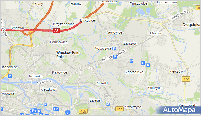 mapa Psie Pole gmina Wrocław, Psie Pole gmina Wrocław na mapie Targeo