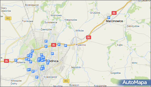mapa Pszenno, Pszenno na mapie Targeo