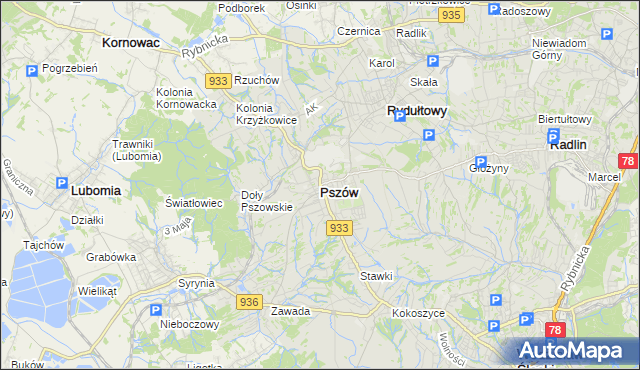 mapa Pszów, Pszów na mapie Targeo