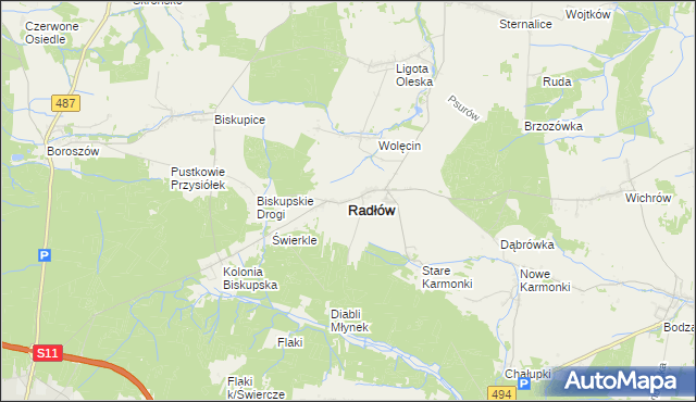 mapa Radłów powiat oleski, Radłów powiat oleski na mapie Targeo