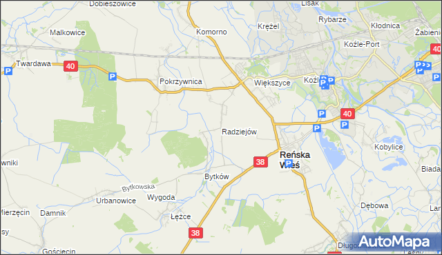 mapa Radziejów gmina Reńska Wieś, Radziejów gmina Reńska Wieś na mapie Targeo