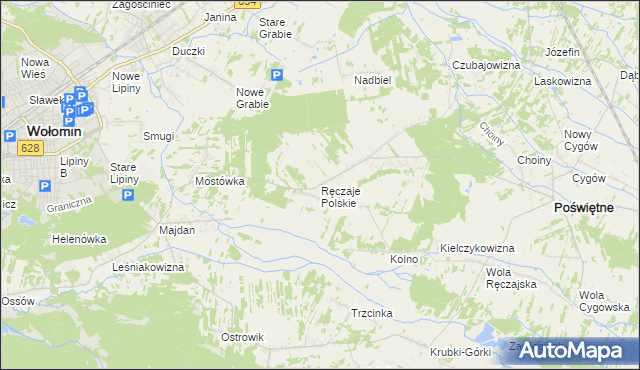 mapa Ręczaje Polskie, Ręczaje Polskie na mapie Targeo