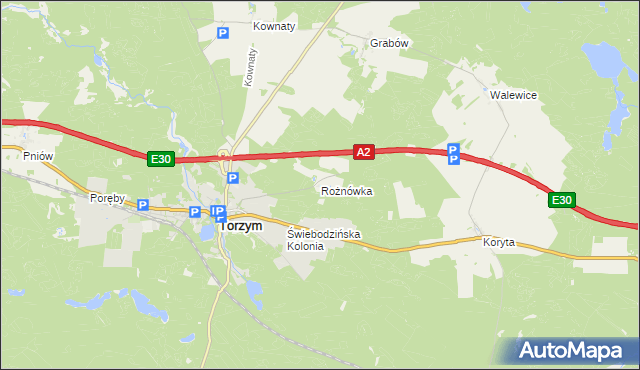 mapa Rożnówka, Rożnówka na mapie Targeo