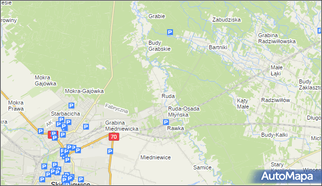 mapa Ruda gmina Skierniewice, Ruda gmina Skierniewice na mapie Targeo