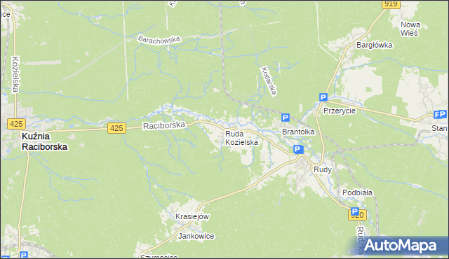 mapa Ruda Kozielska, Ruda Kozielska na mapie Targeo