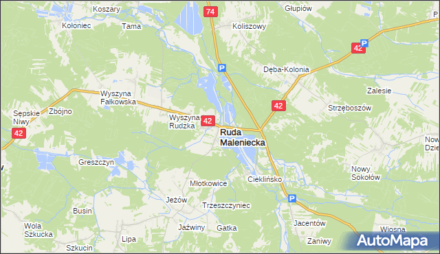 mapa Ruda Maleniecka, Ruda Maleniecka na mapie Targeo