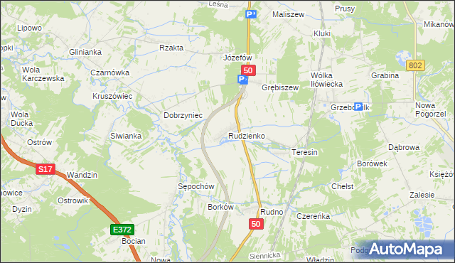 mapa Rudzienko gmina Kołbiel, Rudzienko gmina Kołbiel na mapie Targeo