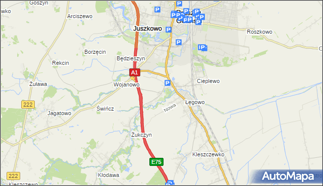 mapa Rusocin gmina Pruszcz Gdański, Rusocin gmina Pruszcz Gdański na mapie Targeo