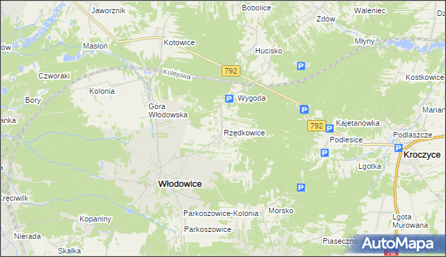 mapa Rzędkowice, Rzędkowice na mapie Targeo