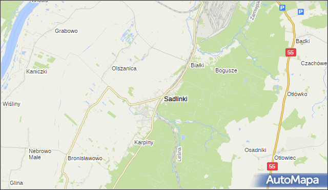 mapa Sadlinki, Sadlinki na mapie Targeo