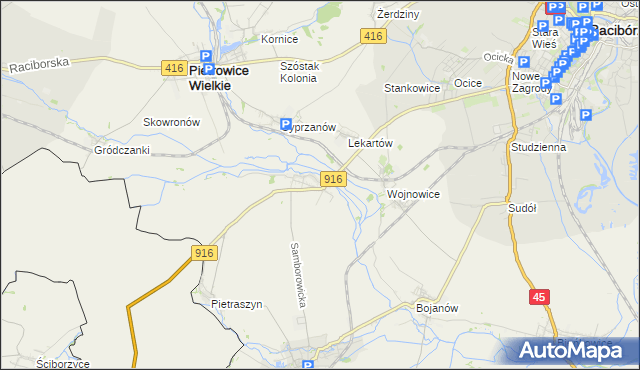 mapa Samborowice gmina Pietrowice Wielkie, Samborowice gmina Pietrowice Wielkie na mapie Targeo