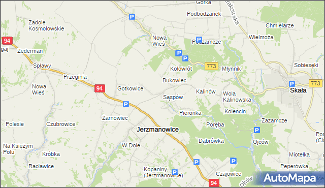 mapa Sąspów, Sąspów na mapie Targeo