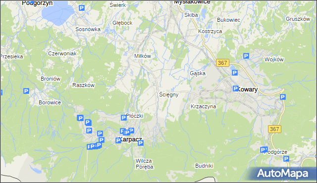 mapa Ściegny, Ściegny na mapie Targeo