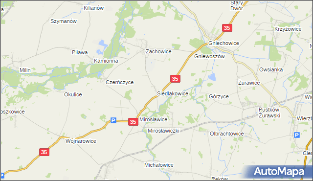 mapa Siedlakowice, Siedlakowice na mapie Targeo